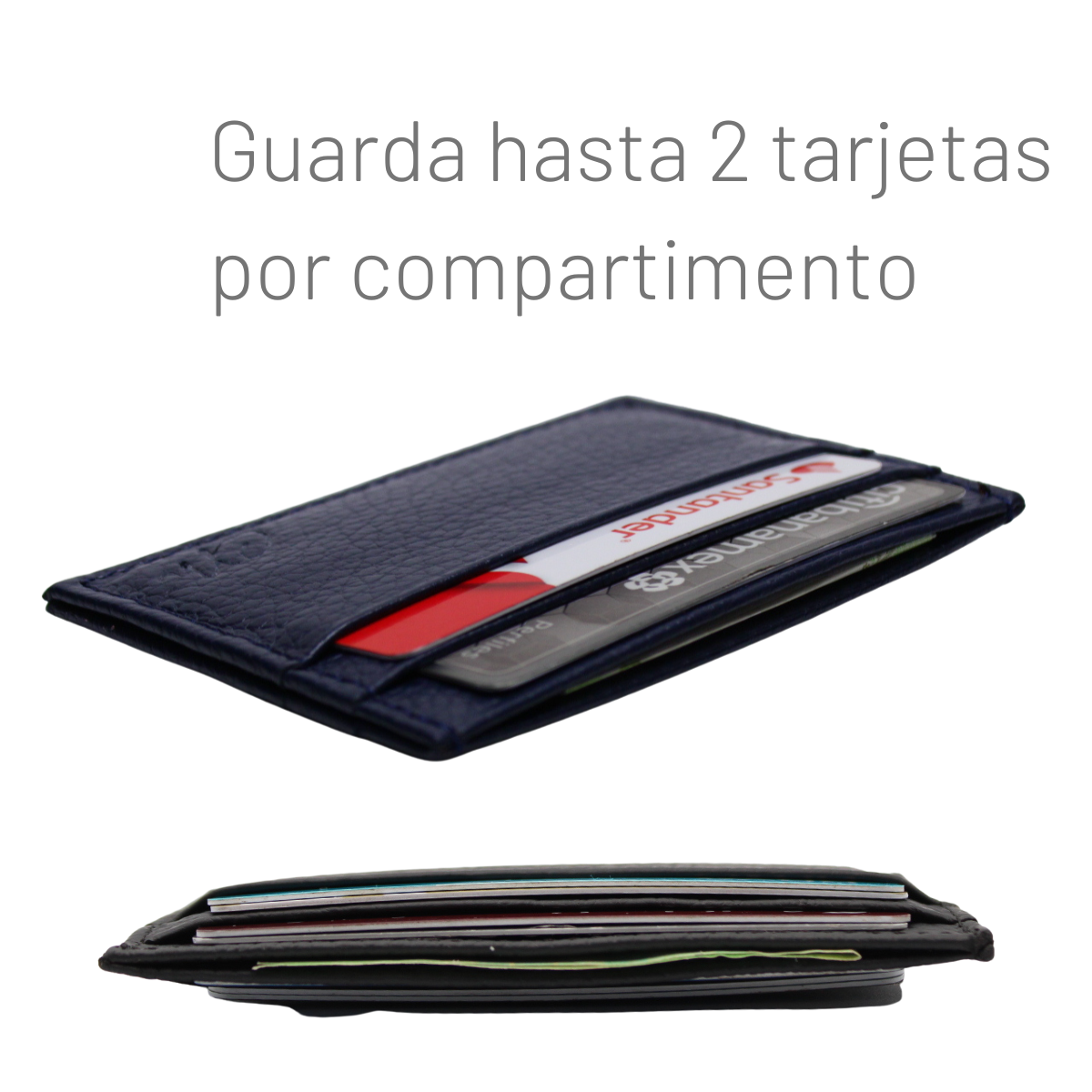 Cartera Tarjetero Piel Genuina Modelo "Recto" Minimalista Interiores en Piel