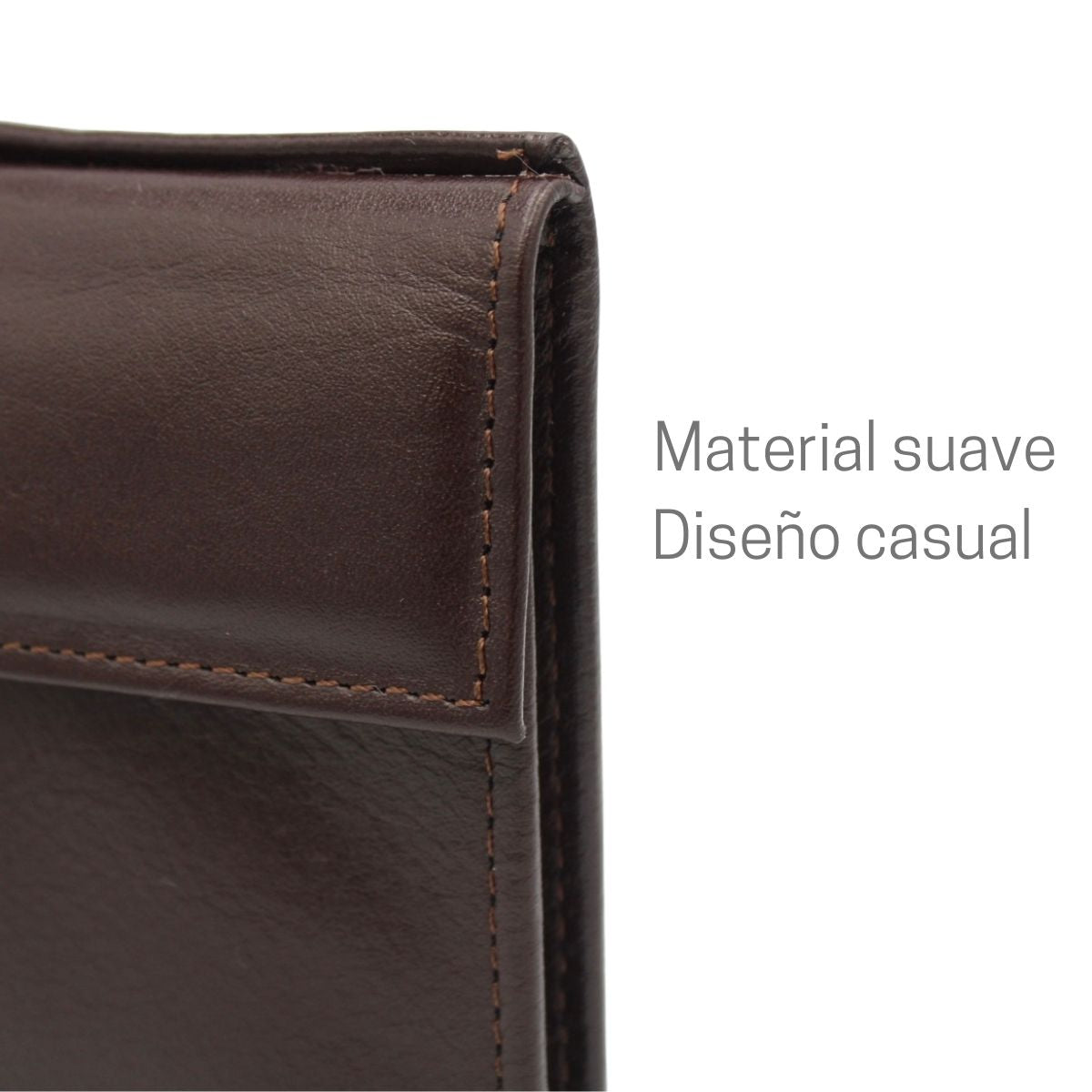 Cartera Hombre Piel Genuina Cierre Velcro Monedero Identificación Interiores en Tela