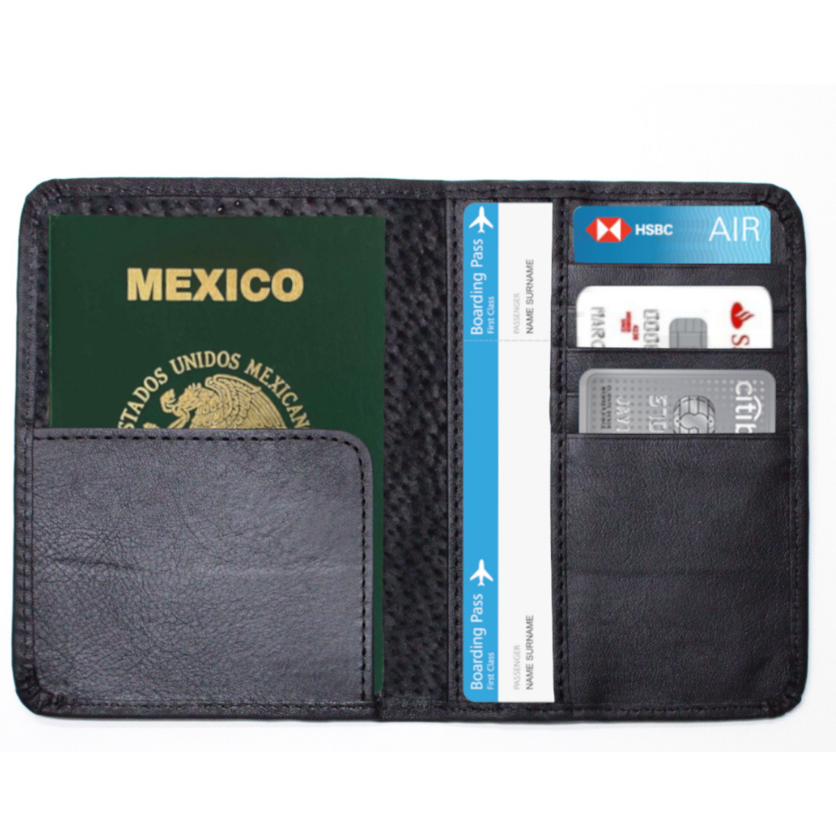 Cartera Tarjetero Porta Pasaporte Piel Genuina Interiores en Piel