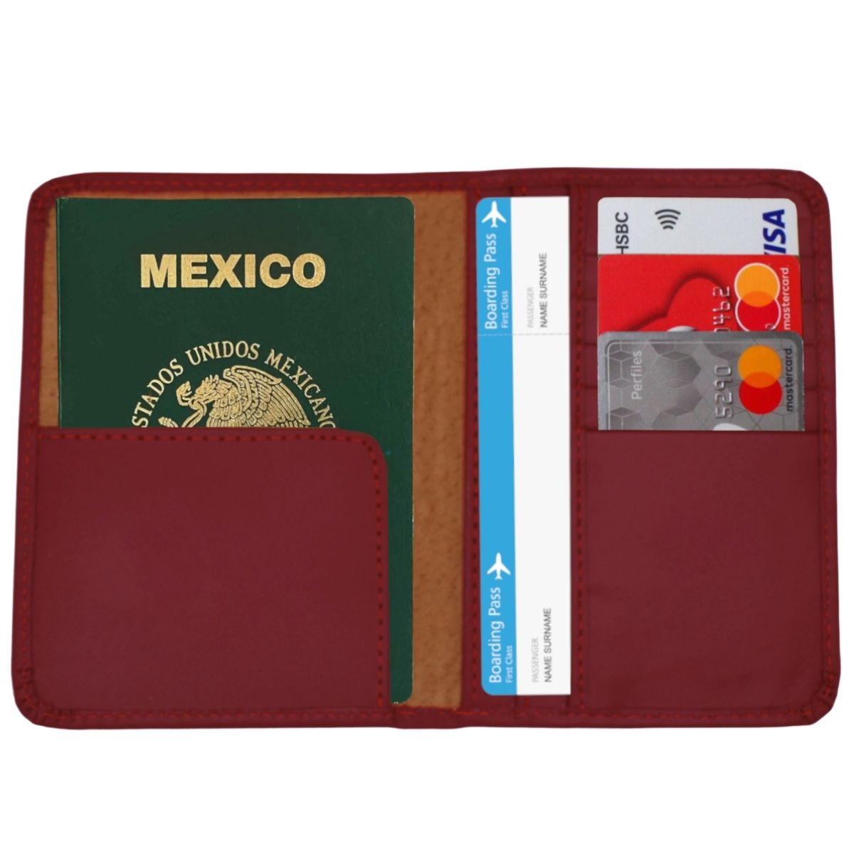 Cartera Tarjetero Porta Pasaporte Piel Genuina Interiores en Piel