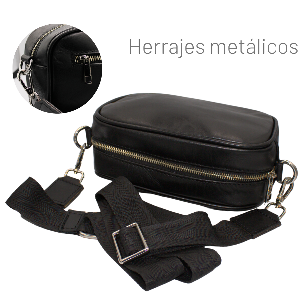 Bandolera Hombre Piel Genuina Correa Mano y Hombro