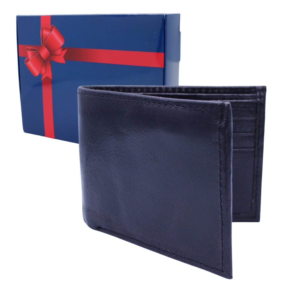 Cartera Hombre Piel Genuina Bifold División Oculta Interiores en Piel