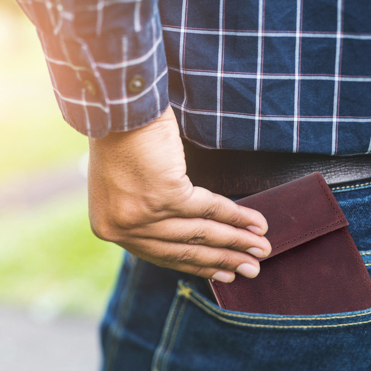 Cartera Hombre Piel Genuina Cierre Velcro Vintage Interiores en Tela