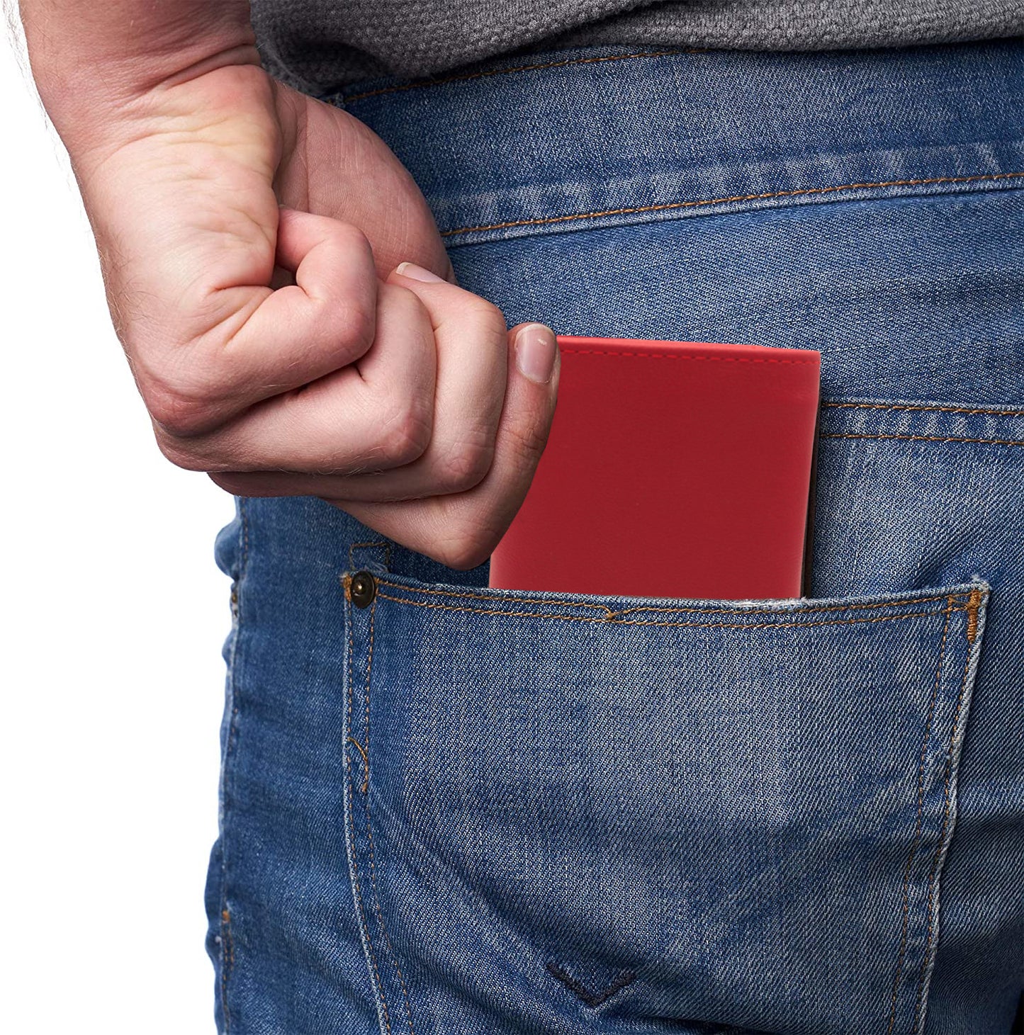 Cartera Hombre Piel Genuina Triple con Identificación Interiores en Piel