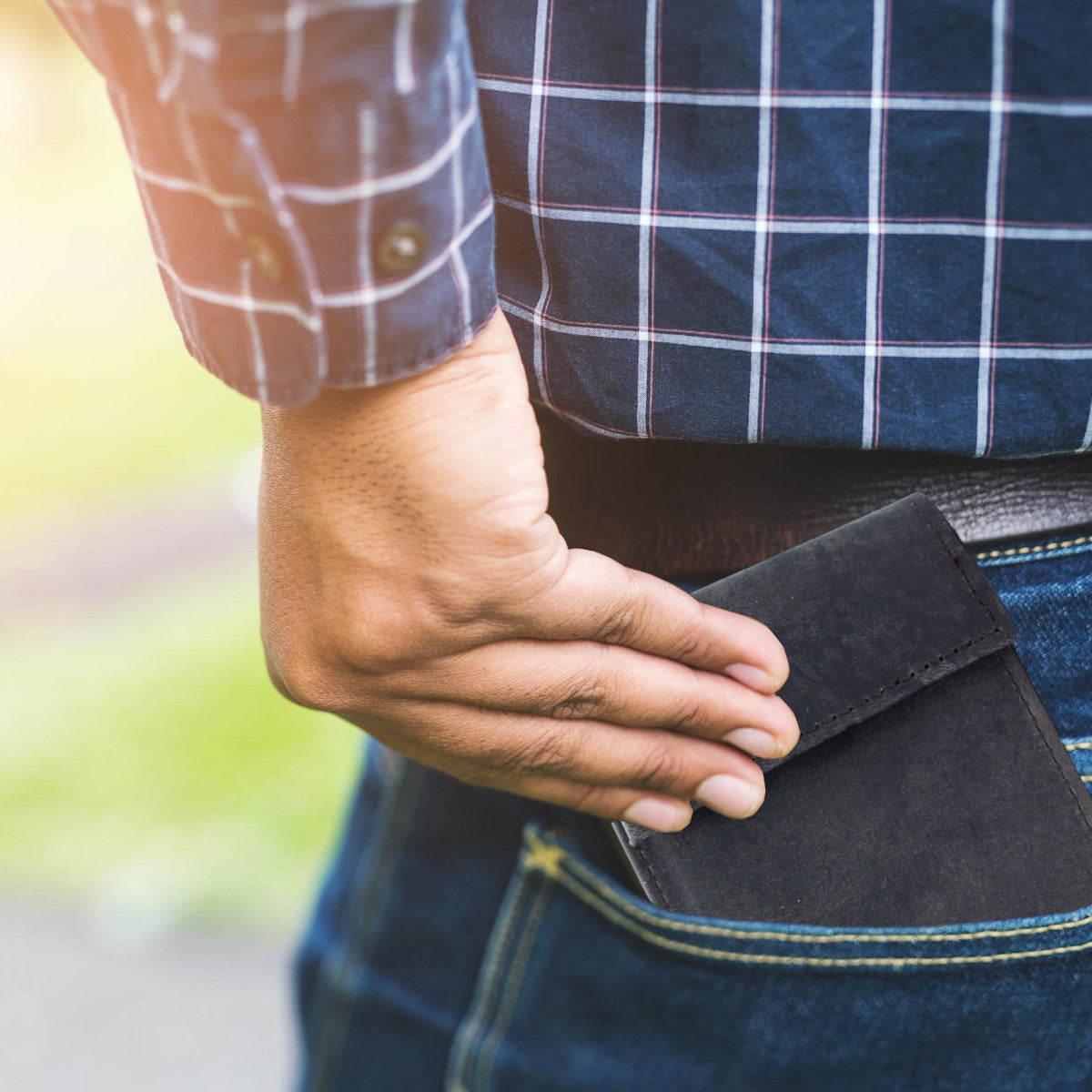 Cartera Hombre Piel Genuina Cierre Velcro Vintage Interiores en Tela
