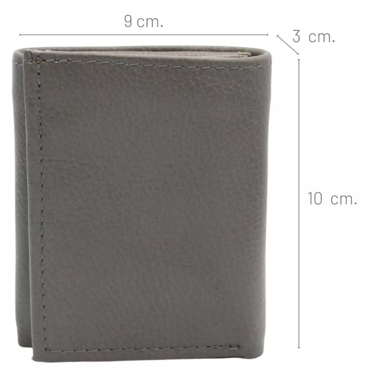 Cartera Hombre Piel Genuina Triple con Identificación Interiores en Piel