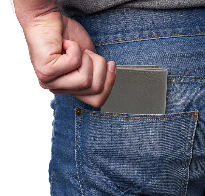 Cartera Hombre Piel Genuina Triple con Identificación Interiores en Piel