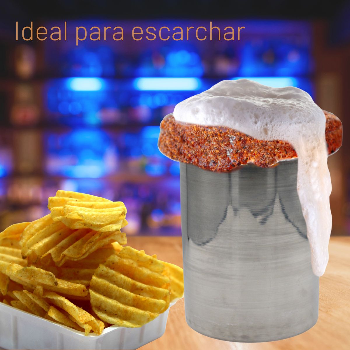 Tarro Cervecero Madera de Pino con Tapa y Popote
