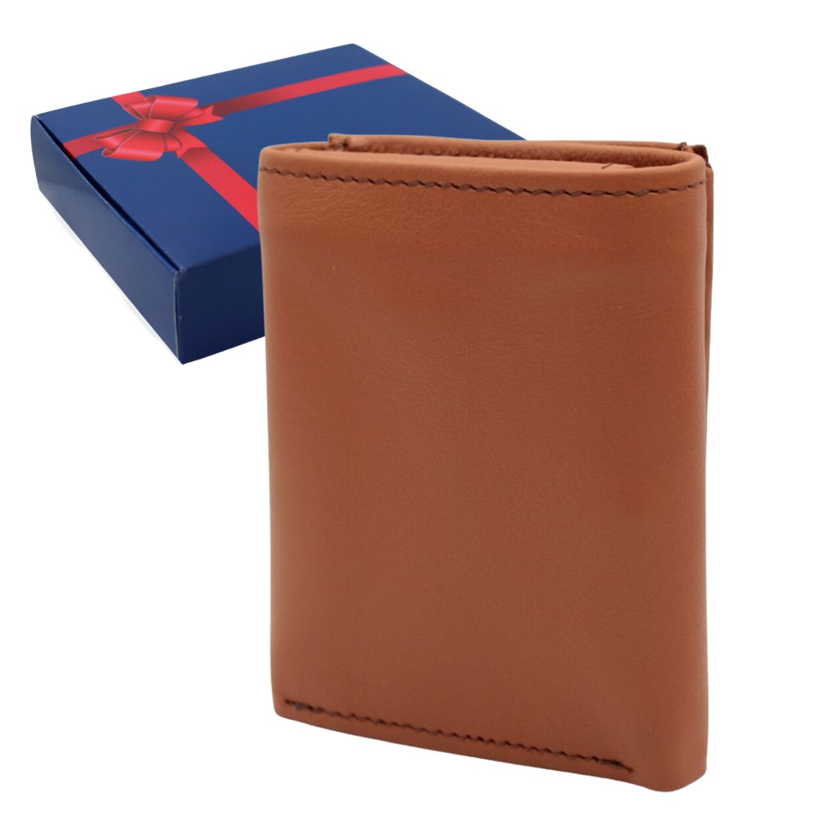 Cartera Hombre Piel Genuina Triple con Identificación Interiores en Piel
