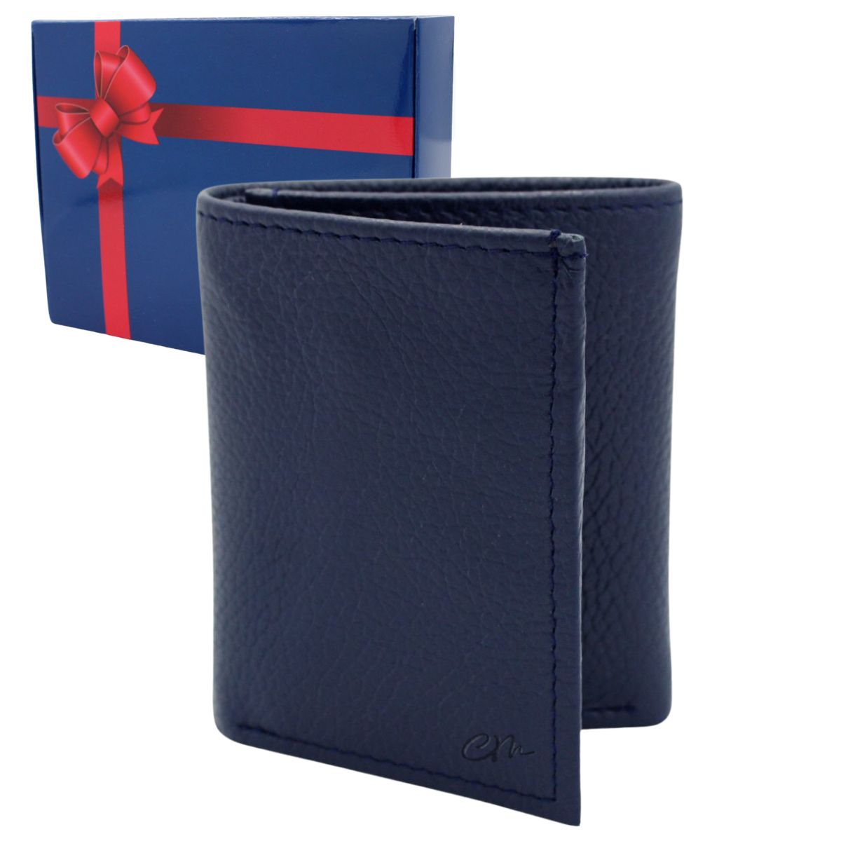 Cartera Hombre Piel Genuina Triple Compacta Interiores en Tela