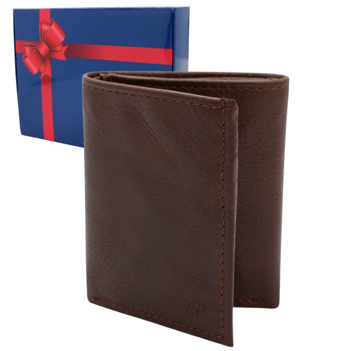 Cartera Hombre Piel Genuina Triple Compacta Interiores en Tela