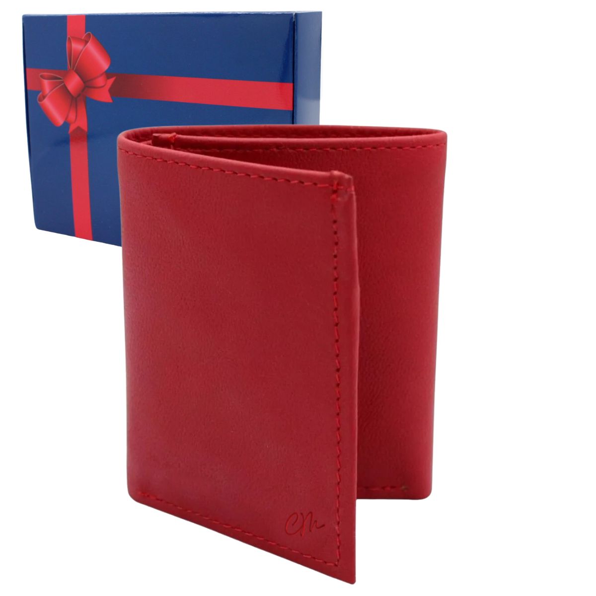 Cartera Hombre Piel Genuina Triple Compacta Interiores en Tela