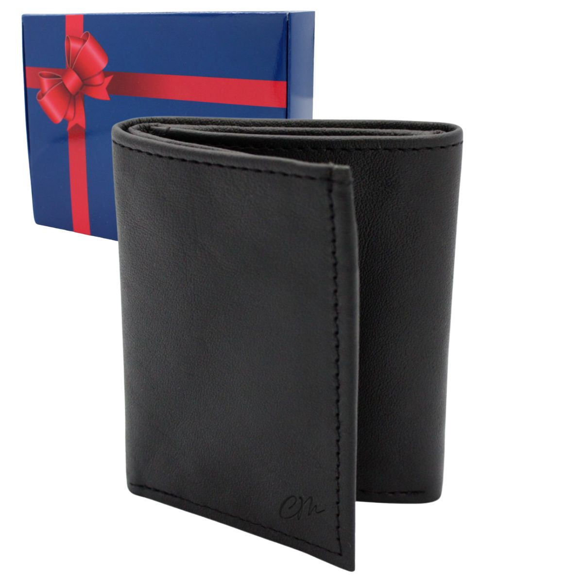 Cartera Hombre Piel Genuina Triple Compacta Interiores en Tela