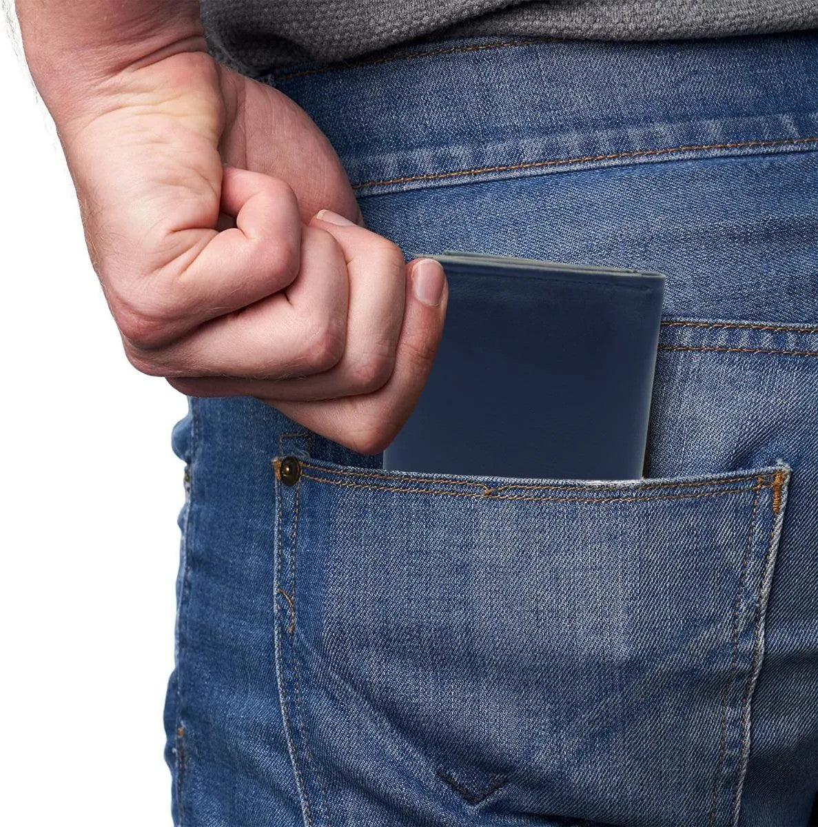Cartera Hombre Piel Genuina Triple Compacta Interiores en Tela