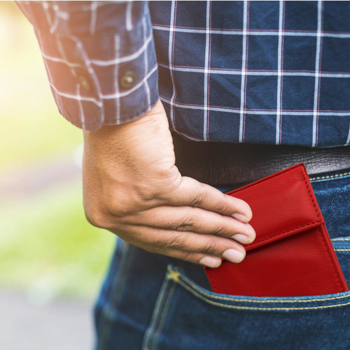 Cartera Hombre Piel Genuina Cierre Velcro Monedero Identificación Interiores en Tela