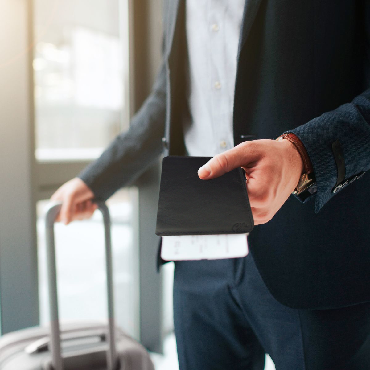 Cartera Tarjetero Porta Pasaporte Piel Genuina Interiores en Piel