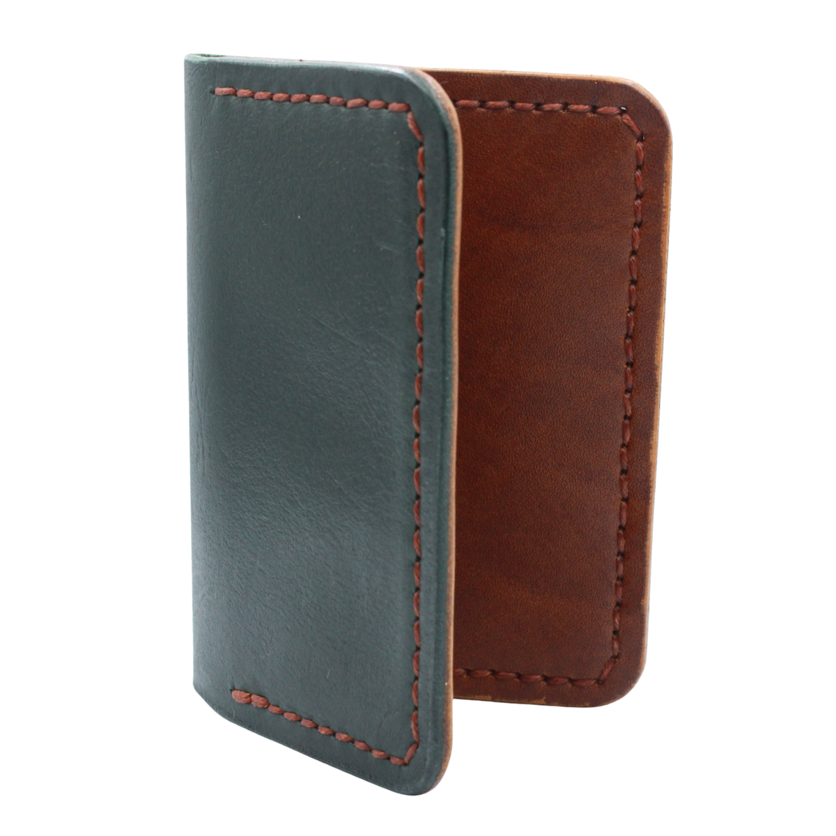 Tarjetero Plegable Cartera Hecho a Mano Piel Genuina Res