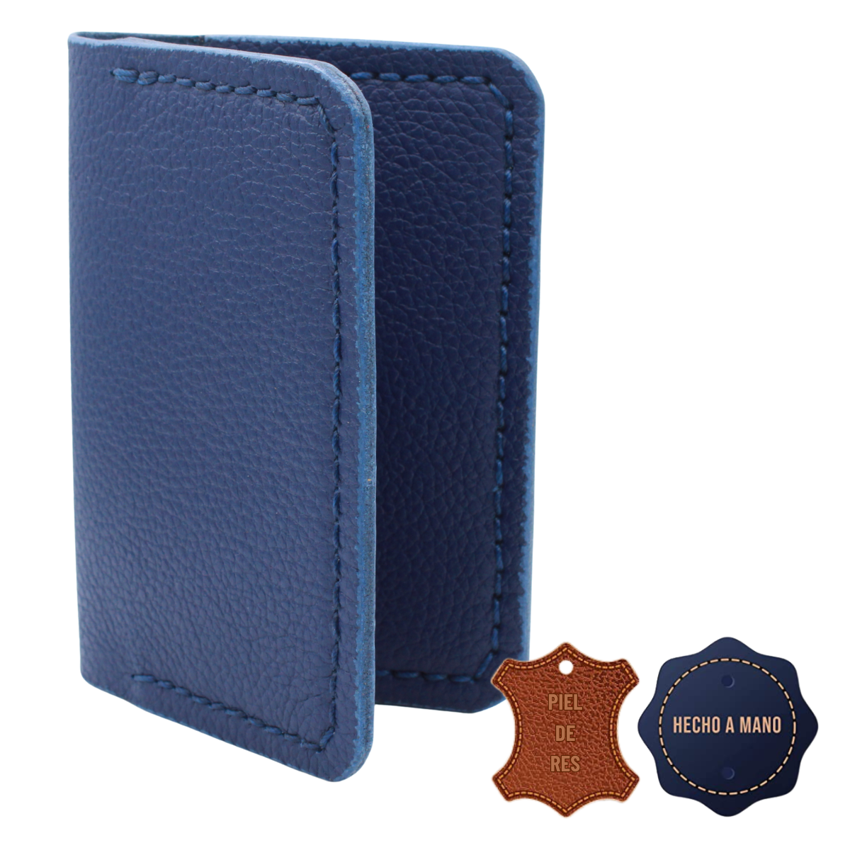Tarjetero Plegable Cartera Hecho a Mano Piel Genuina Res