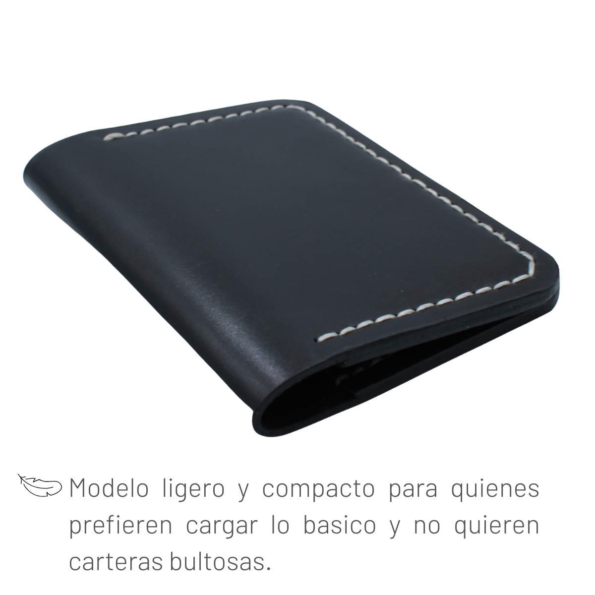 Tarjetero Plegable Cartera Hecho a Mano Piel Genuina Res