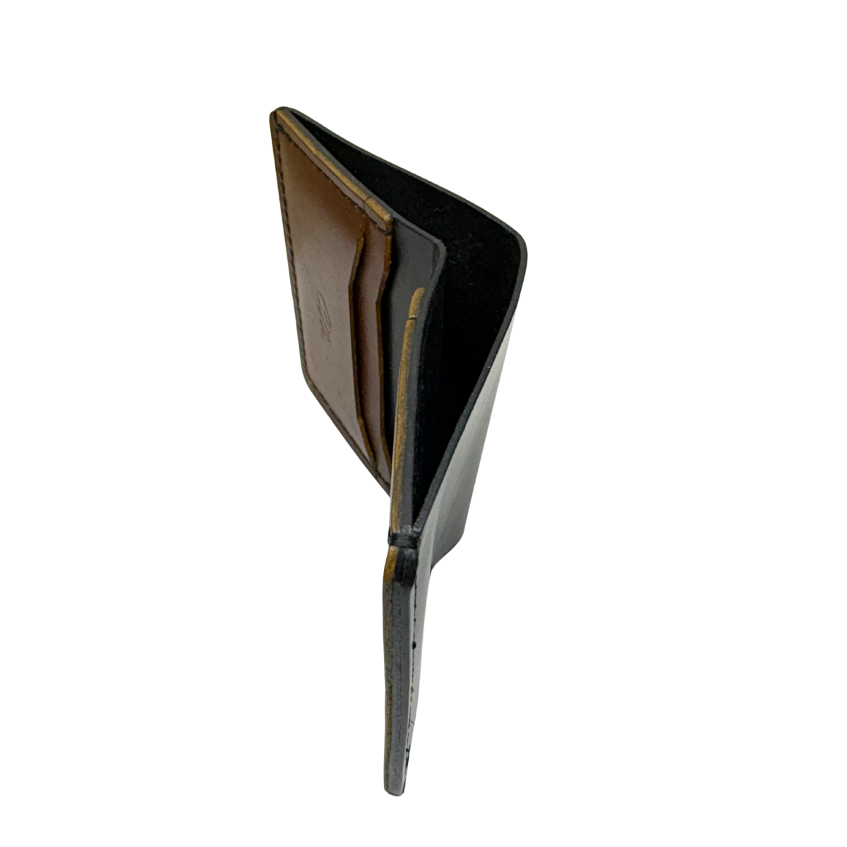 Tarjetero Plegable Hecho a Mano Piel Genuina Res
