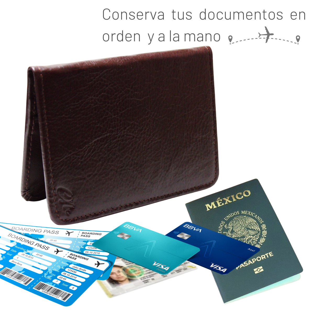 Cartera Tarjetero Porta Pasaporte Piel Genuina Interiores en Piel
