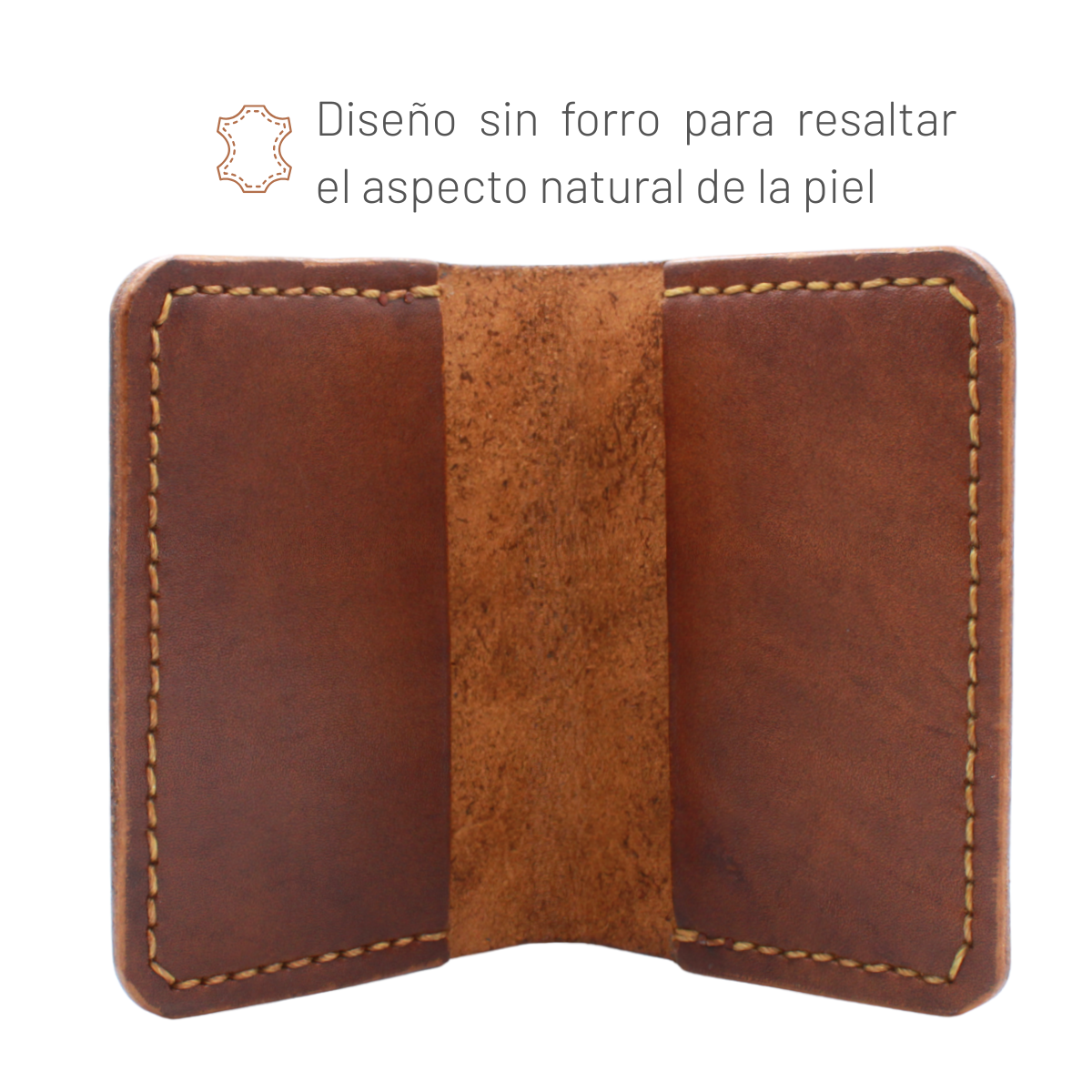 Tarjetero Plegable Cartera Hecho a Mano Piel Genuina Res