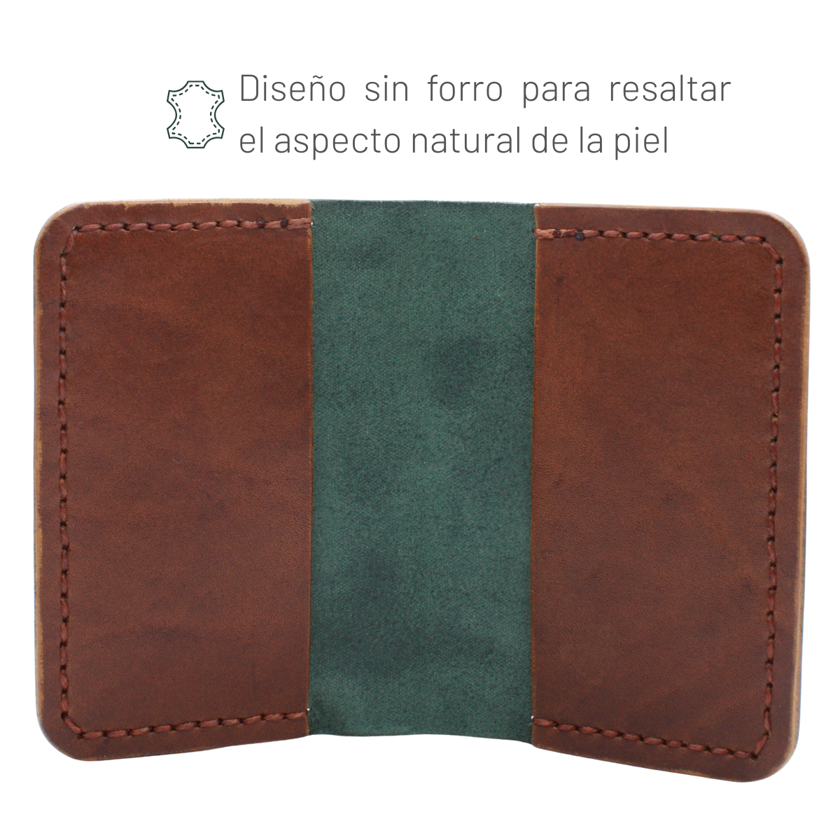 Tarjetero Plegable Cartera Hecho a Mano Piel Genuina Res