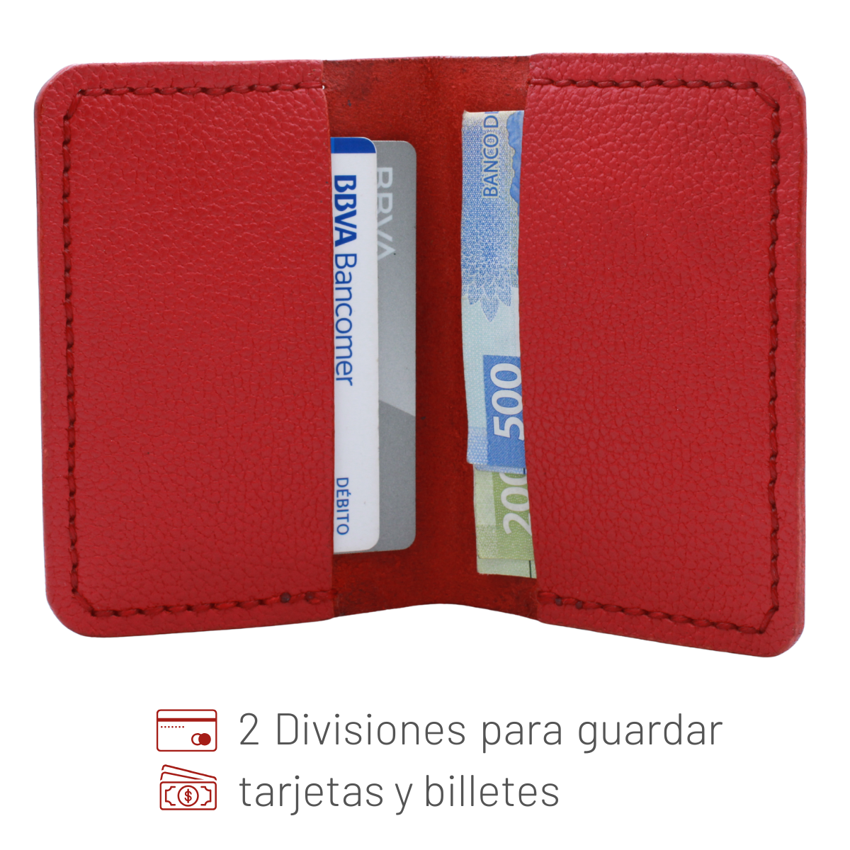 Tarjetero Plegable Cartera Hecho a Mano Piel Genuina Res