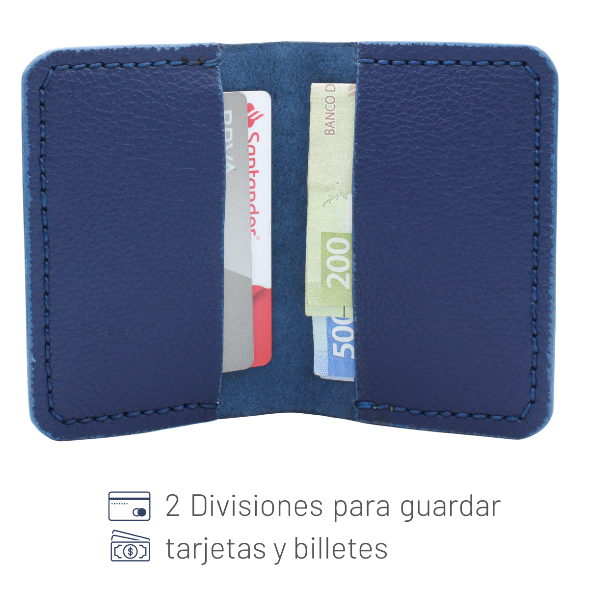 Tarjetero Plegable Cartera Hecho a Mano Piel Genuina Res