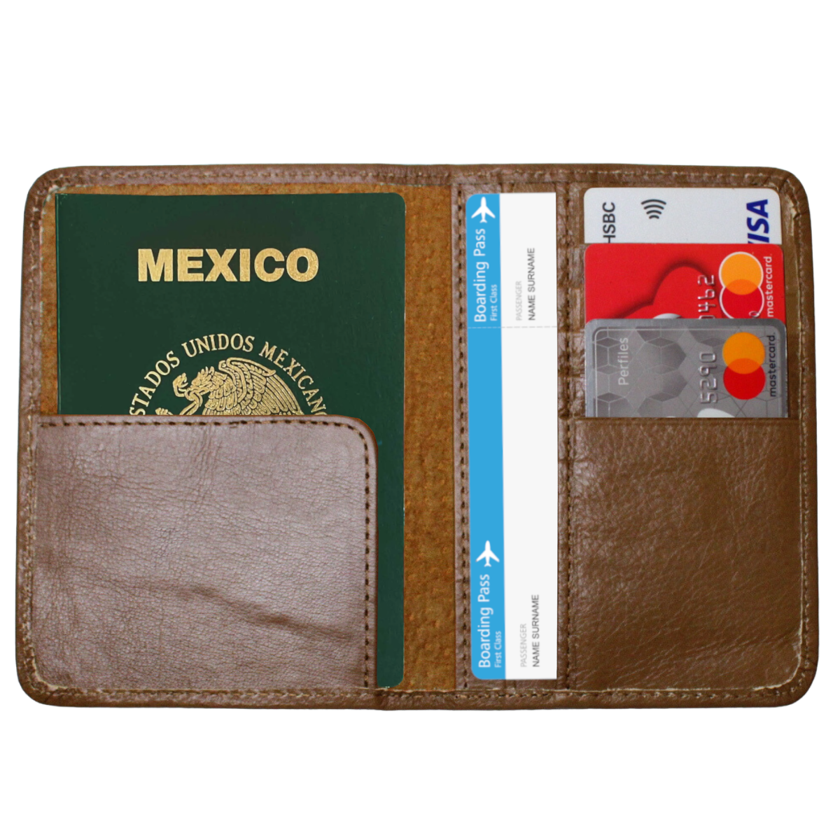 Cartera Tarjetero Porta Pasaporte Piel Genuina Interiores en Piel
