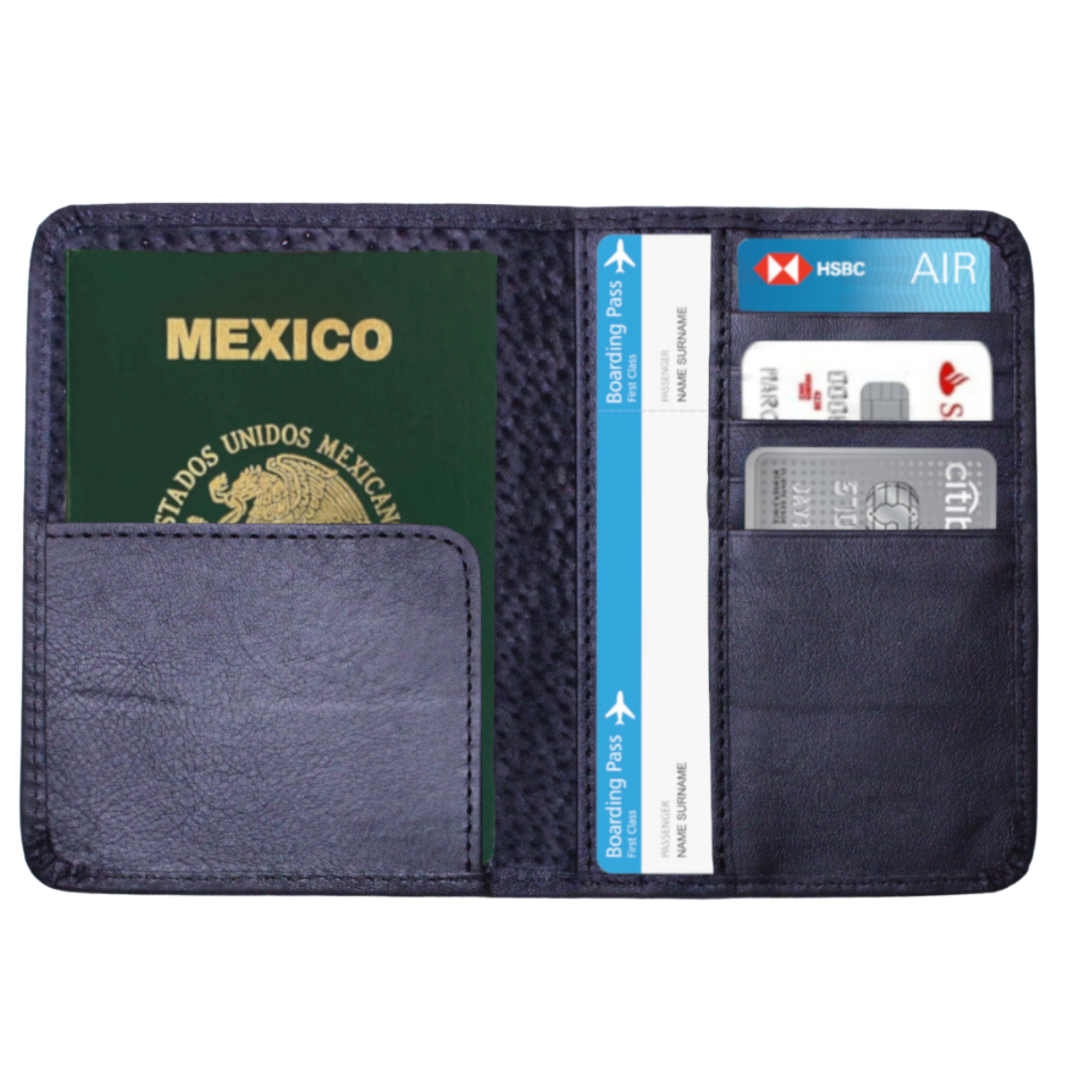 Cartera Tarjetero Porta Pasaporte Piel Genuina Interiores en Piel